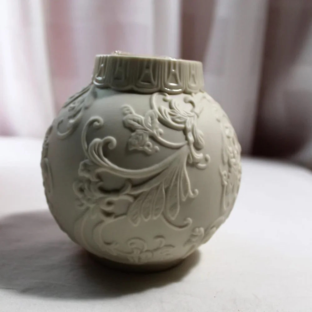 Lenox Ornamental Glow Holly Scrollwork Votive Holder, Bisque Porcelain, NIB